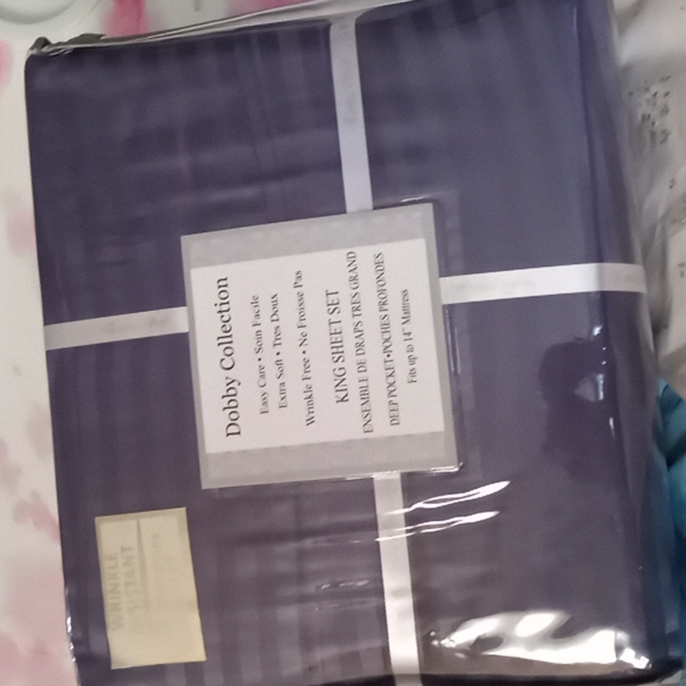 Dobby Collection Navy Blue King Sheets Wrinkle Resistant